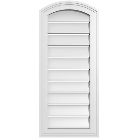 Ekena Millwork Arch Top Surface Mount PVC Gable Vent: Non-Functional, w/2"W x 1-1/2"P Brickmould Frame, 14"W x 30"H GVPAR14X3002SN